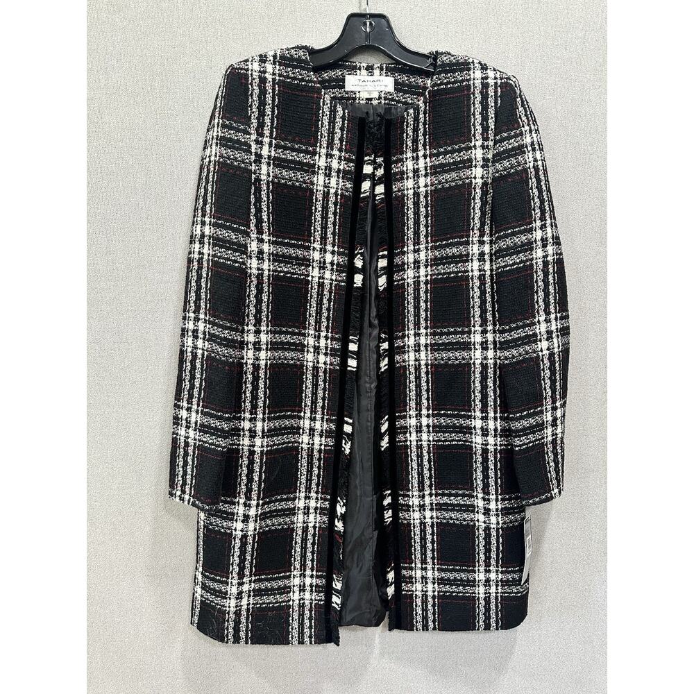 Tahari‎ by Arthur S. Levine Women’s 6 Plaid Tweed Jacket Black White Red NWT